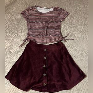 Girls Matching Set Size 10 Beautees Burgundy and Striped Kids Matching Set